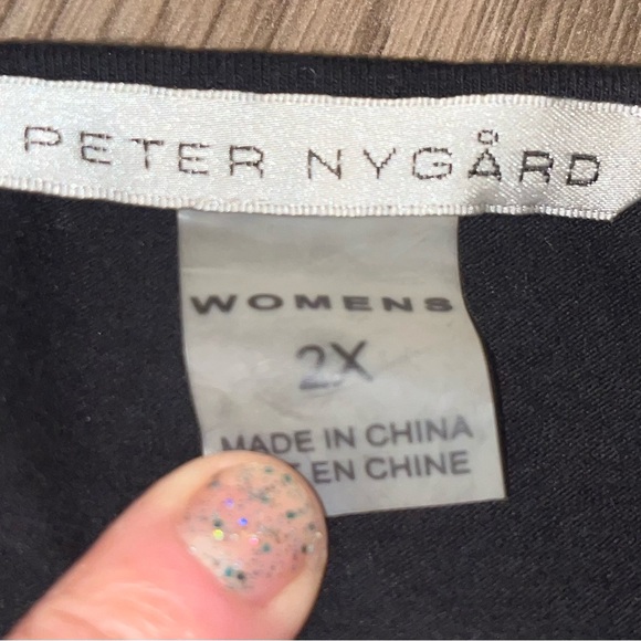 Peter Nygard Black Tank with Beaded Shoulder Accents - Picture 3 of 7